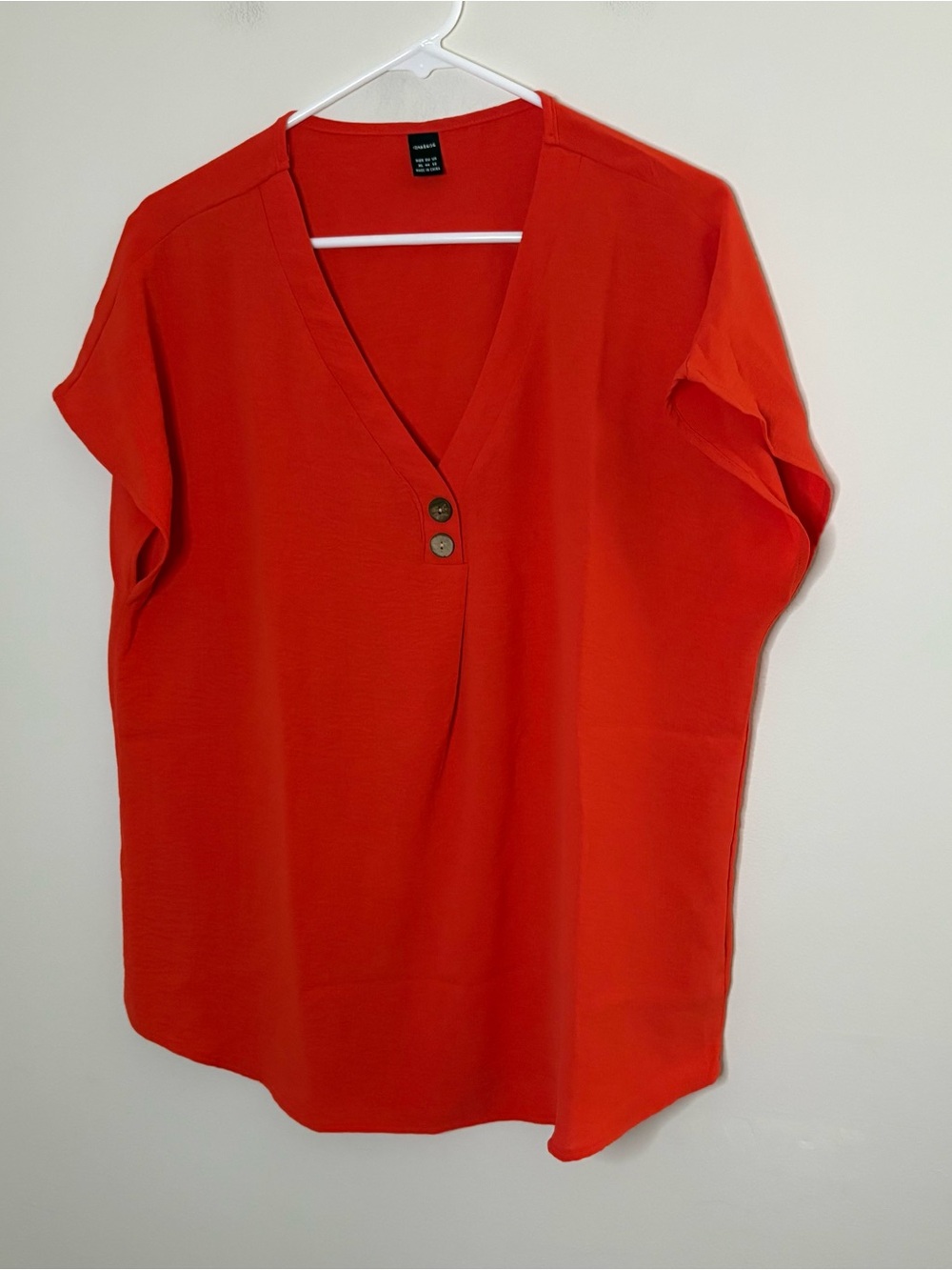 Ranlege Women’s XL Short Sleeve Blouse Orange Beachy Casual Flowy Boho Fall